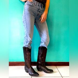 Tony Lama Ines 15" FULL QUILL women’s boot leather/ostrich sz 8